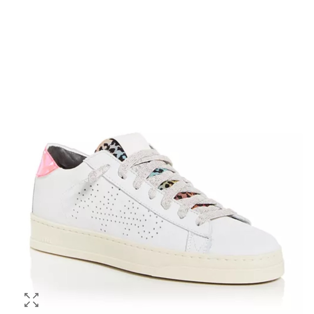 P448 White and Pink Sneakers with Silver Accents